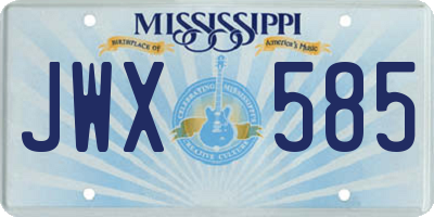 MS license plate JWX585