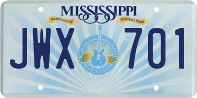MS license plate JWX701