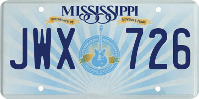 MS license plate JWX726