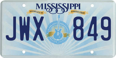 MS license plate JWX849