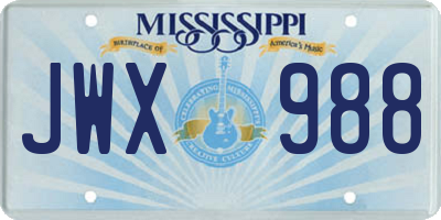 MS license plate JWX988