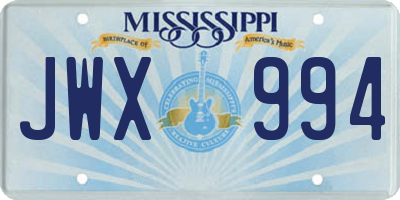 MS license plate JWX994
