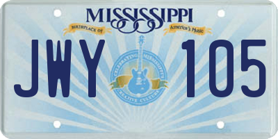 MS license plate JWY105
