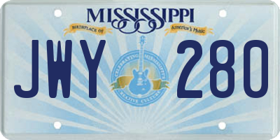 MS license plate JWY280