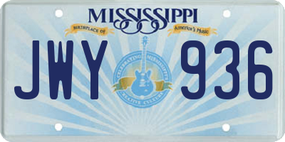 MS license plate JWY936