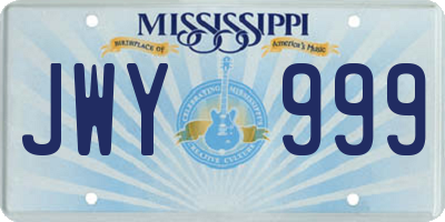 MS license plate JWY999