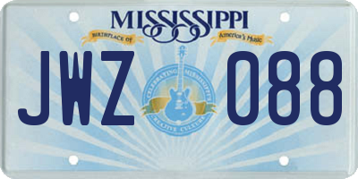 MS license plate JWZ088