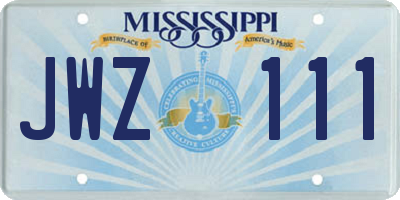 MS license plate JWZ111