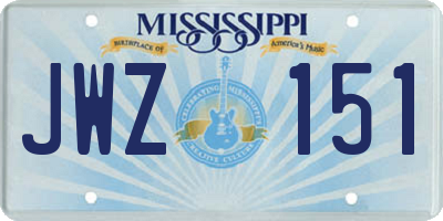 MS license plate JWZ151