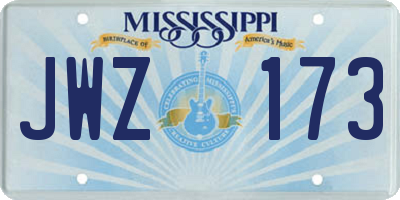 MS license plate JWZ173
