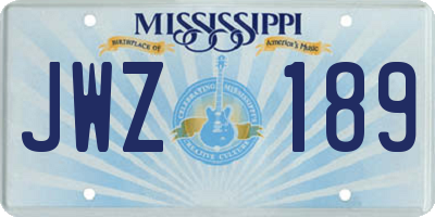 MS license plate JWZ189