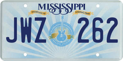 MS license plate JWZ262