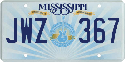 MS license plate JWZ367