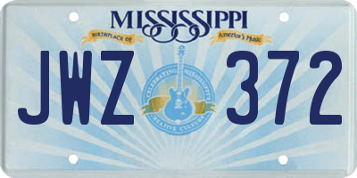 MS license plate JWZ372