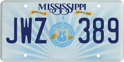 MS license plate JWZ389