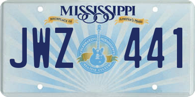 MS license plate JWZ441