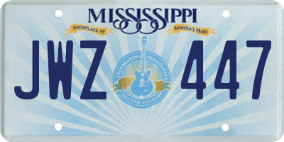 MS license plate JWZ447