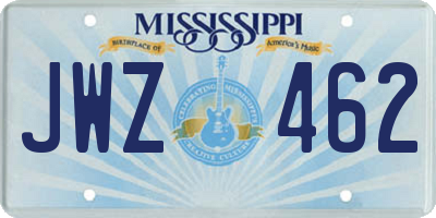 MS license plate JWZ462
