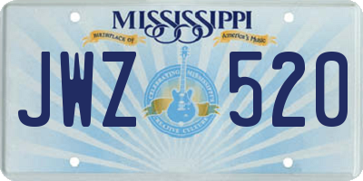 MS license plate JWZ520