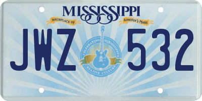 MS license plate JWZ532