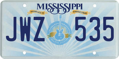 MS license plate JWZ535