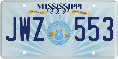 MS license plate JWZ553