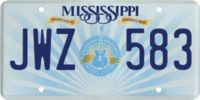 MS license plate JWZ583