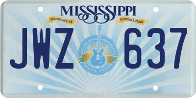 MS license plate JWZ637