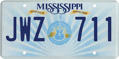 MS license plate JWZ711