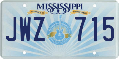 MS license plate JWZ715