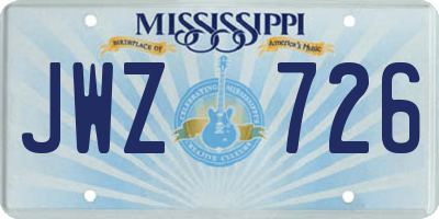 MS license plate JWZ726