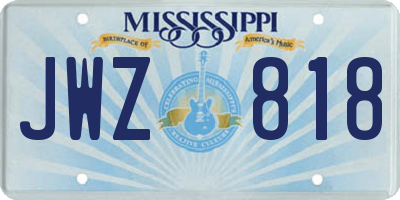 MS license plate JWZ818