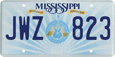 MS license plate JWZ823