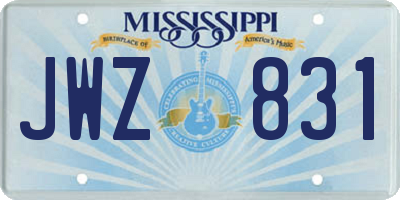 MS license plate JWZ831