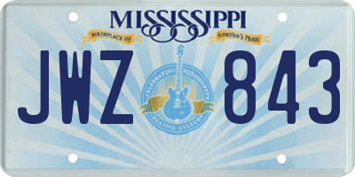 MS license plate JWZ843