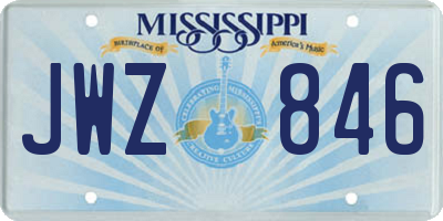MS license plate JWZ846