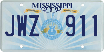MS license plate JWZ911