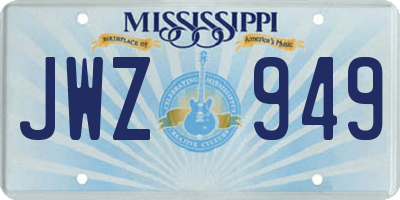 MS license plate JWZ949