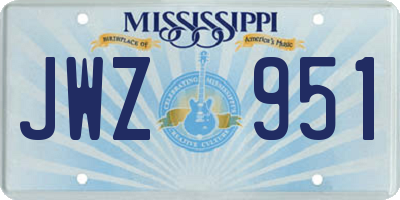 MS license plate JWZ951