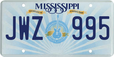MS license plate JWZ995