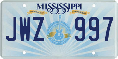 MS license plate JWZ997