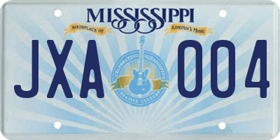 MS license plate JXA004