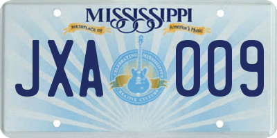 MS license plate JXA009
