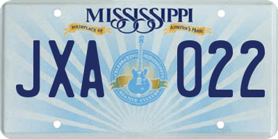 MS license plate JXA022