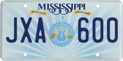 MS license plate JXA600
