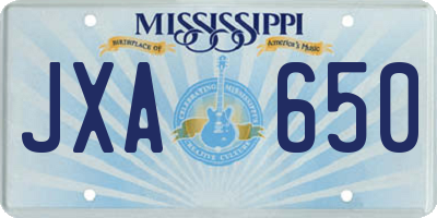MS license plate JXA650