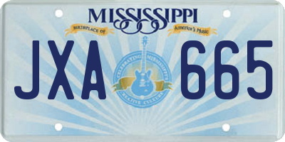 MS license plate JXA665