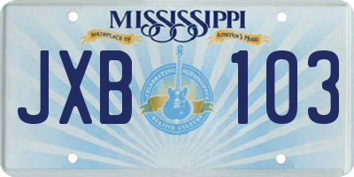 MS license plate JXB103