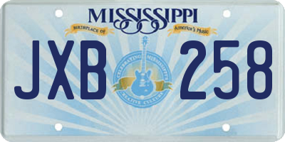 MS license plate JXB258