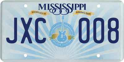 MS license plate JXC008